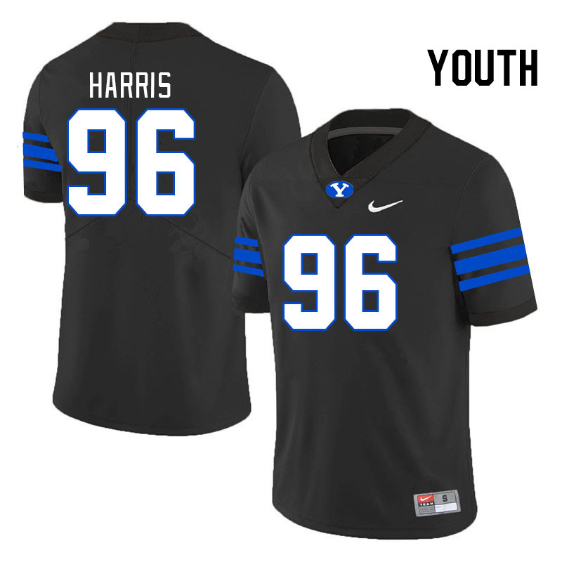 Youth #96 Nic Harris BYU Cougars College Football Jerseys Stitched-Black